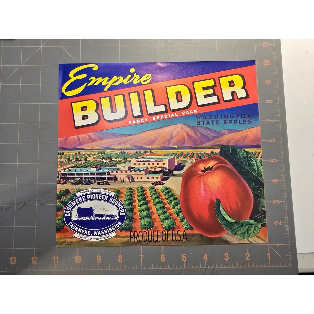 Vintage Empire Builder Washington State Apples Produce Crate Label